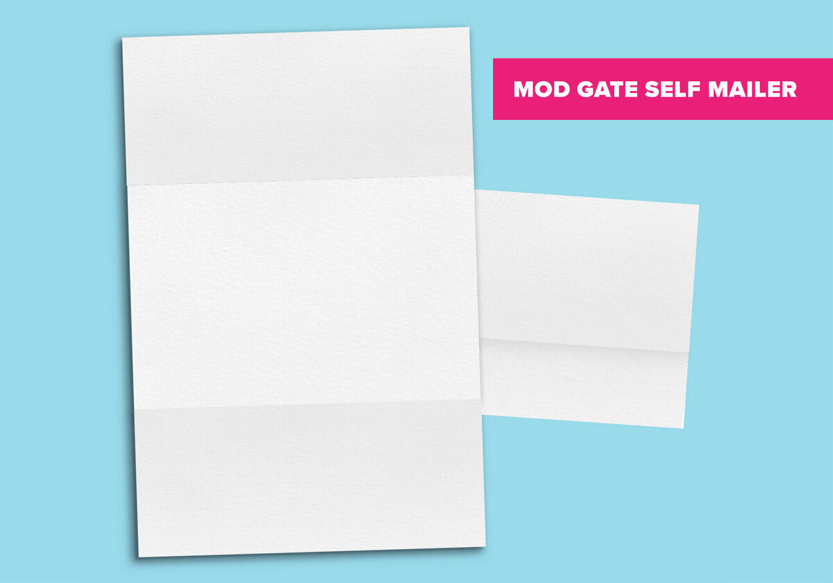 A modified gatefold self-mailer