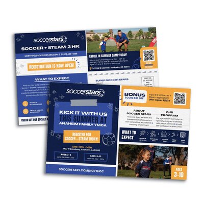 A Youth Athletes United direct mail postcard